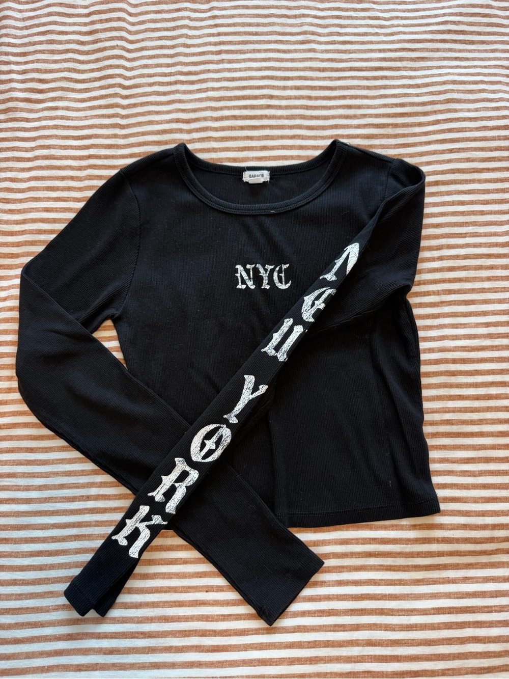 Garage black ribbed crop top